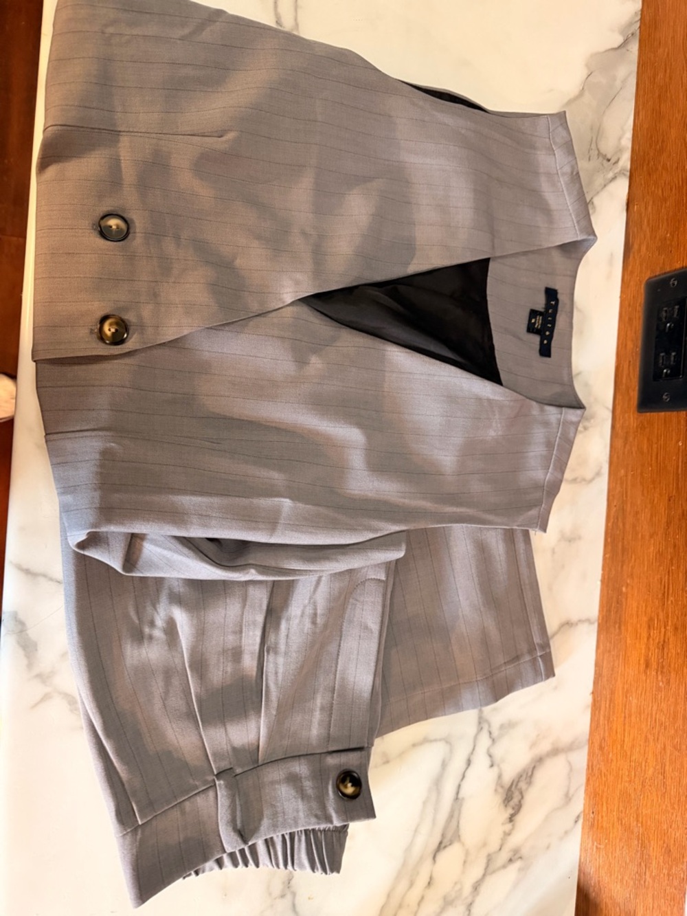 WORTHINGTON Gray Pinstripe Women's Pantsuit Vest & Trouser Set